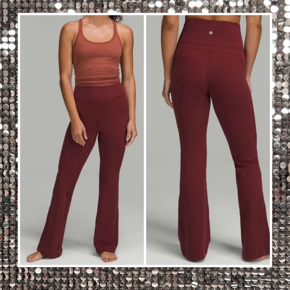 Lululemon Groove Super-High-Rise Flared Pant Nulu size 6 NWT Red Merlot… - Picture 2 of 7